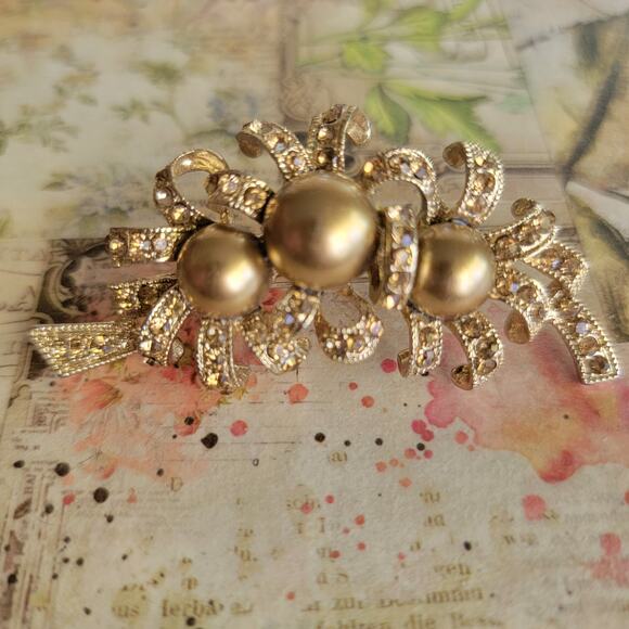 Brooch Women Vintage Modernist Gold Tone Abstract Coral Style Lapel Brooch - Picture 4 of 10